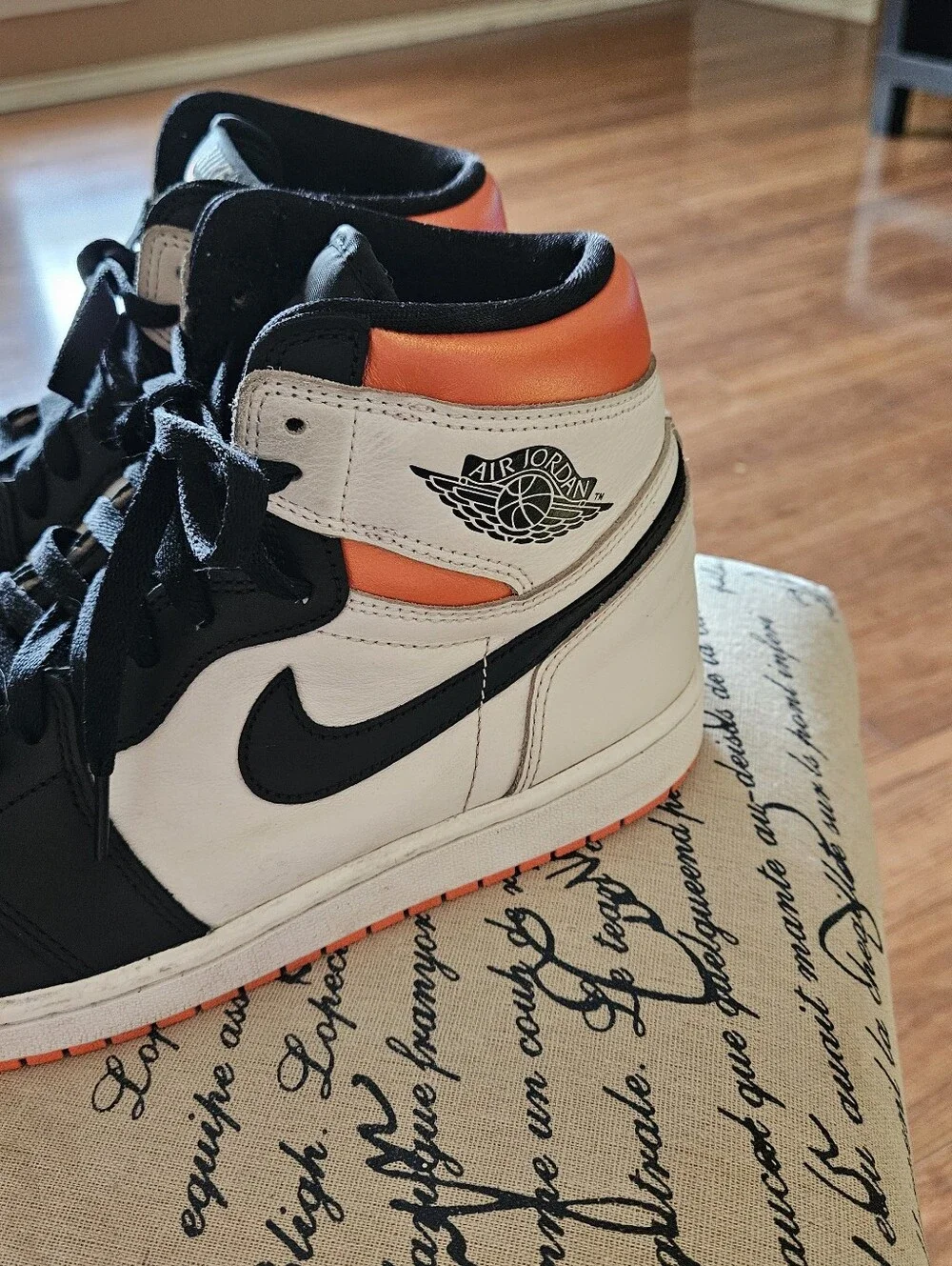 Nike Air Jordan 1 Mid White Black Orange Men's Sneakers